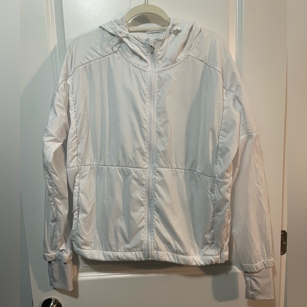 Zyia White Windbreaker Hoodie Jacket Sz L